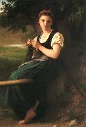 William-Adolphe Bouguereau The Knitting Girl France oil painting artist